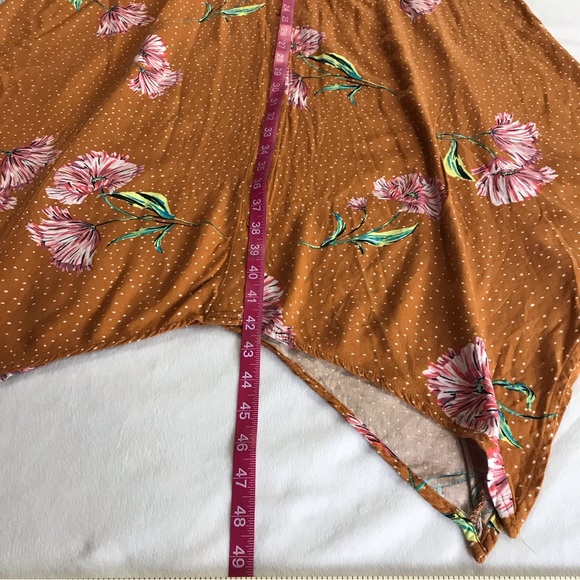 Xhilaration Asymmetrical Dress Women’s Size L Color Brown Print Floral Pullover - Picture 7 of 13